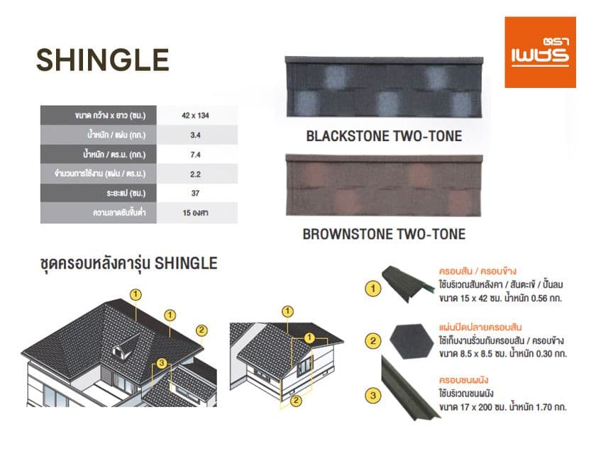 แผ่นหลังคาเหล็ก Shingle Brownstone Two-Tone thumbnail 3