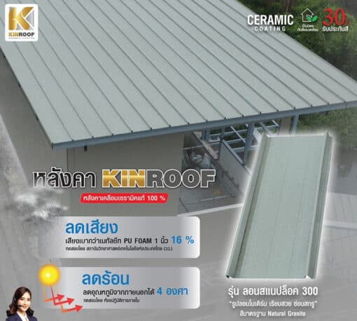 หลังคาเหล็กเคลือบเซรามิก SNAPLOCK 300 สี Andaman Blue สีพิเศษ KINROOF thumbnail 2